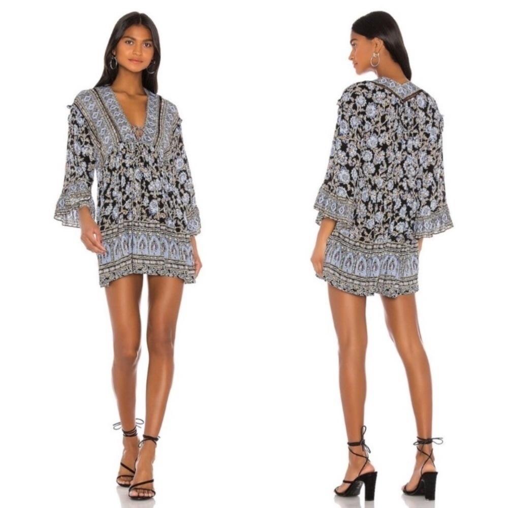 Free People Black and Blue Mini Dress